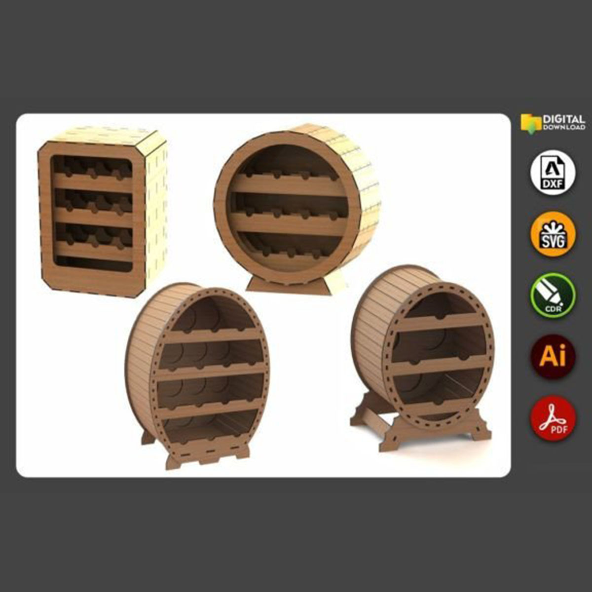 Lazer Kesim Ahşap Şaraplık Modelleri DXF CDR