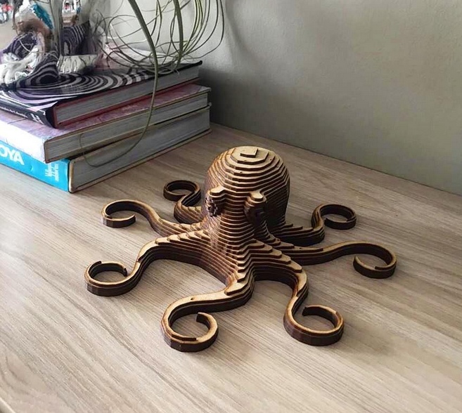 3D Lazer Kesim Ahtapot Ahşap Tasarım Dosyası