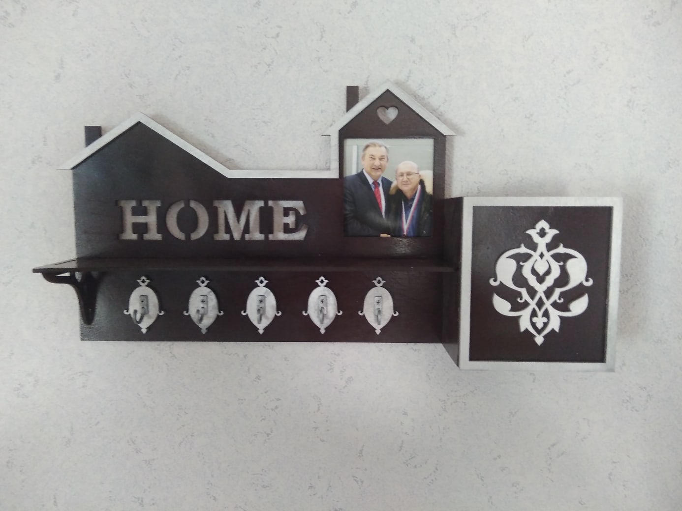 Ahşap Lazer Kesim Home Yazılı Anahtarlık Askısı
