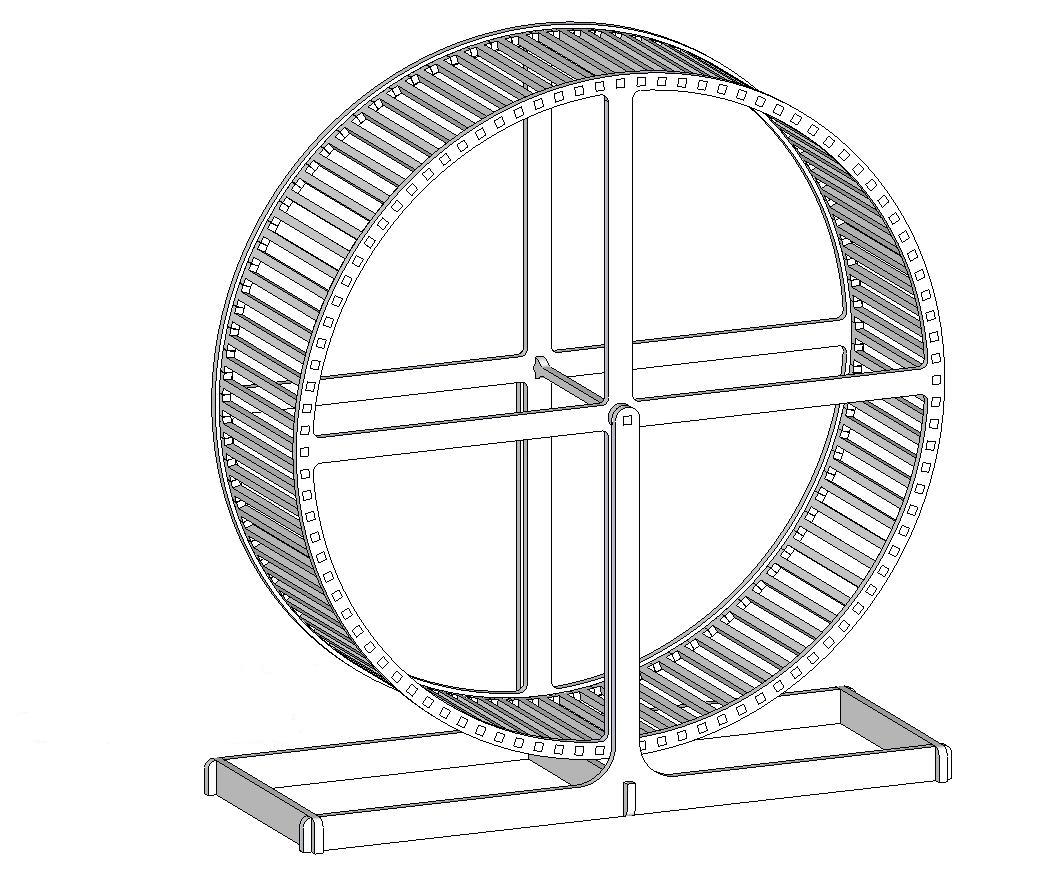 Lazer Kesim için 3D Hamster Çarkı Tasarımı DXF