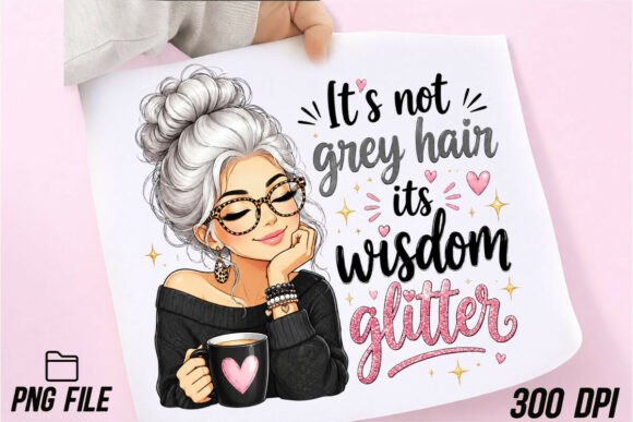 It's Not Grey Hair Its Wisdom Glitter PNG Tasarımı