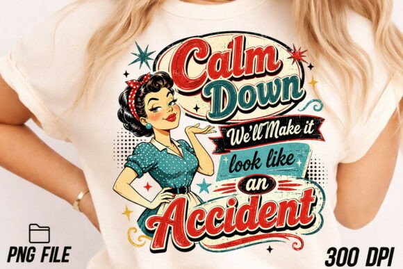 Retro Calm Down Vintage Tişört Tasarımı PNG