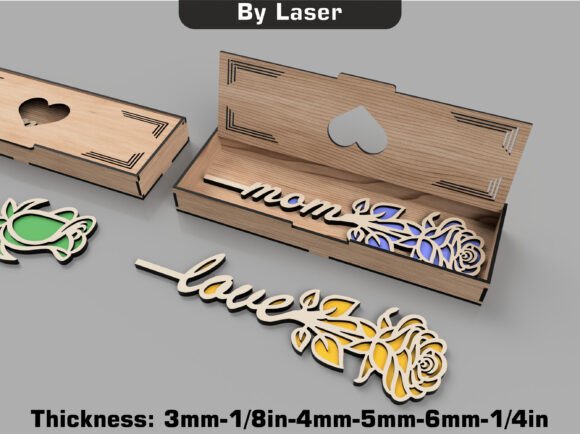 Lazer Kesim Ahşap Gül ve Kutu Tasarım Dosyaları
