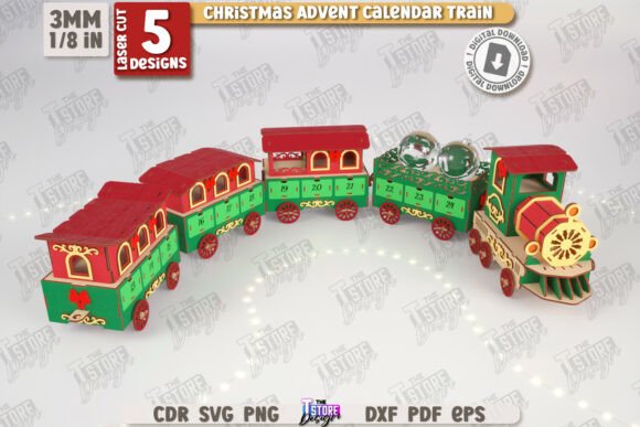 Yılbaşı Advent Takvimi Ahşap Tren Lazer Kesim Dosyası