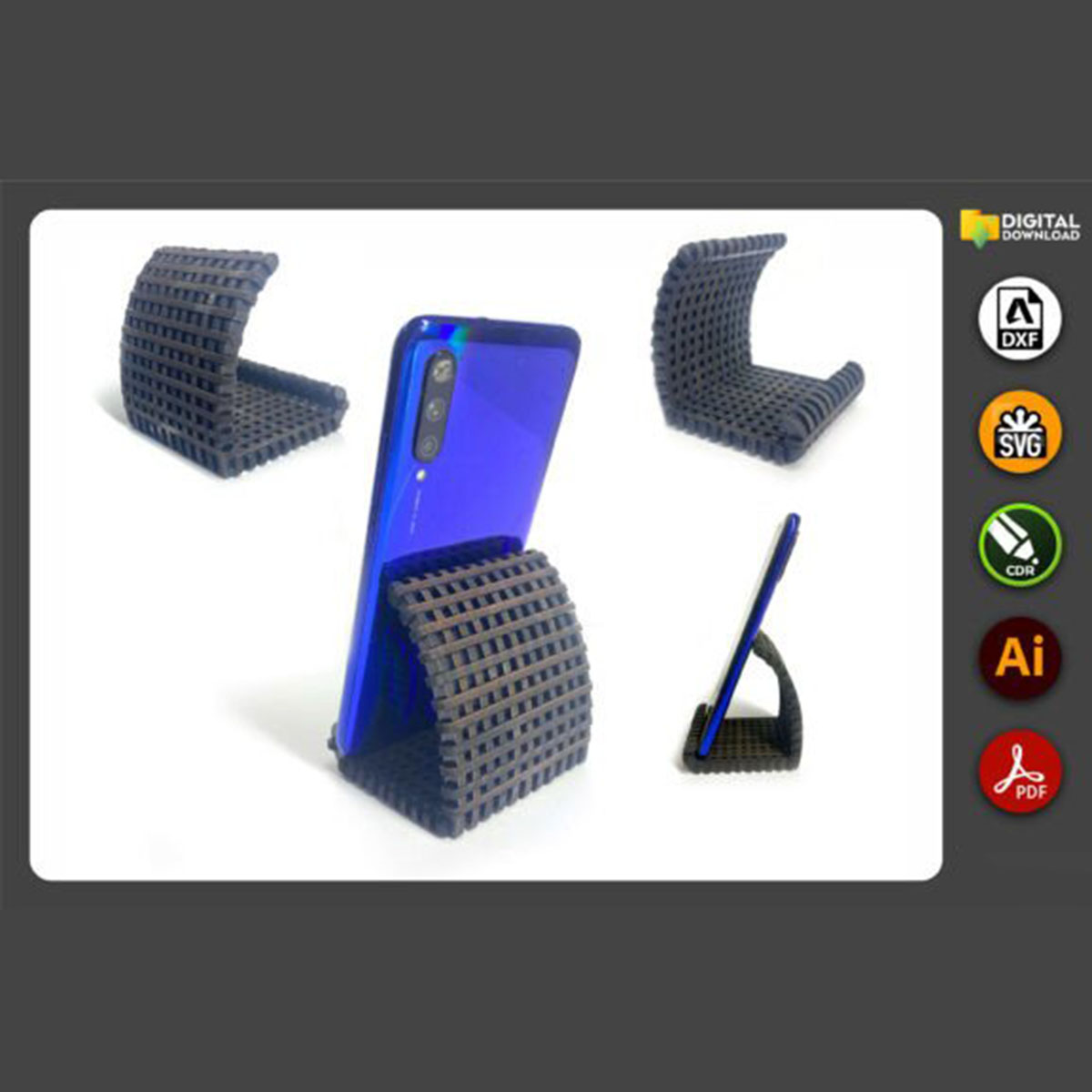 Lazer Kesim Esnek Ahşap Telefon Standı Tasarım Dosyaları