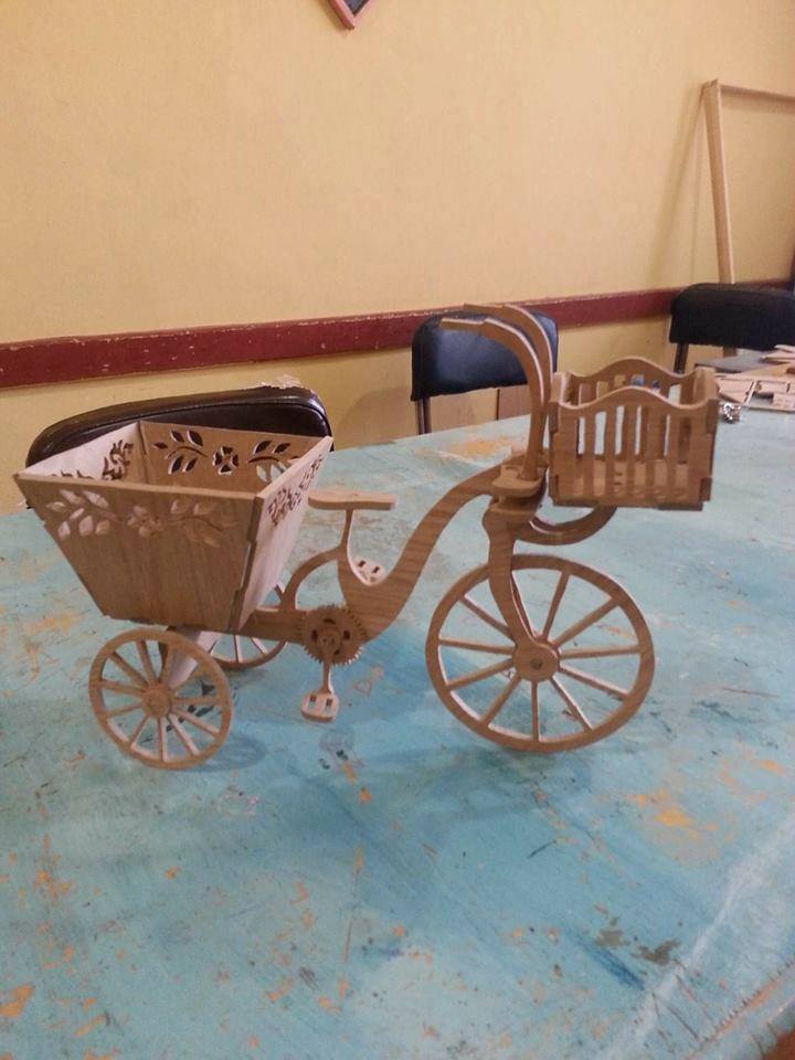 3D Ahşap Bisiklet Çiçeklik Lazer Kesim Dosyası