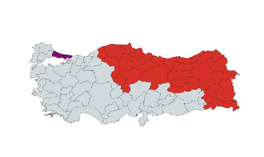 Türkiye Bölge Haritası Karadeniz Bölgesi Vektör Tasarımı