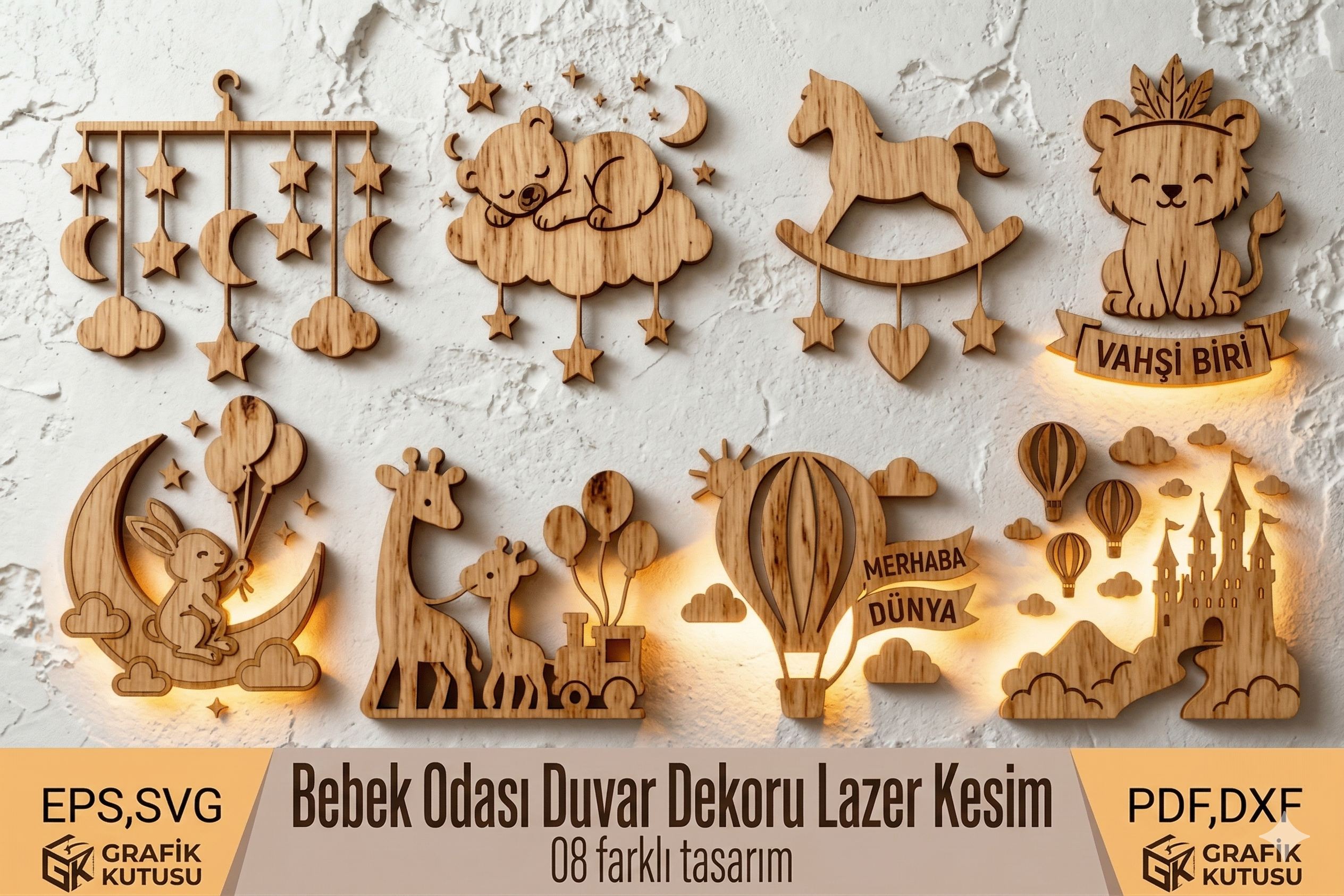 Çocuk Odası Duvar Dekoru Lazer Kesim Dosyası