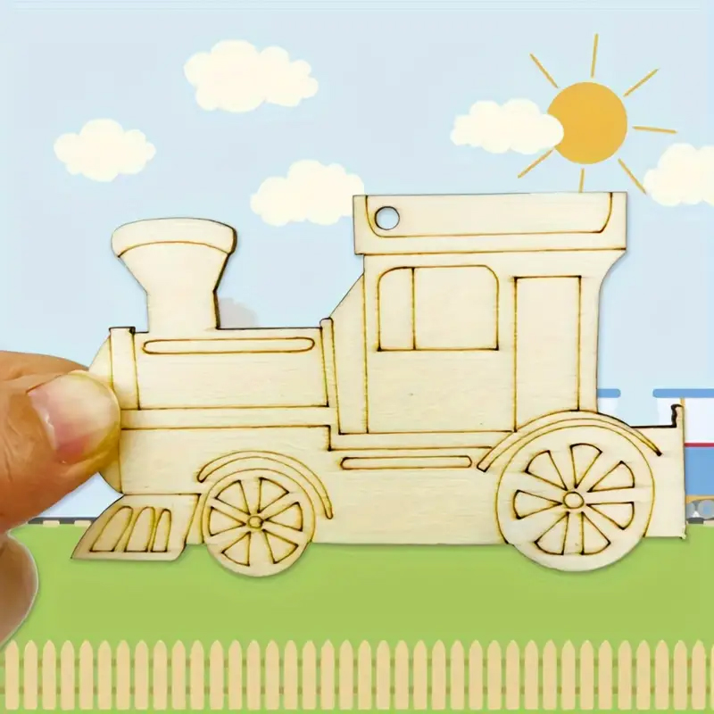 Ahşap Tren Figürü - Boyanabilir Dekoratif Çocuk Odası Süsü