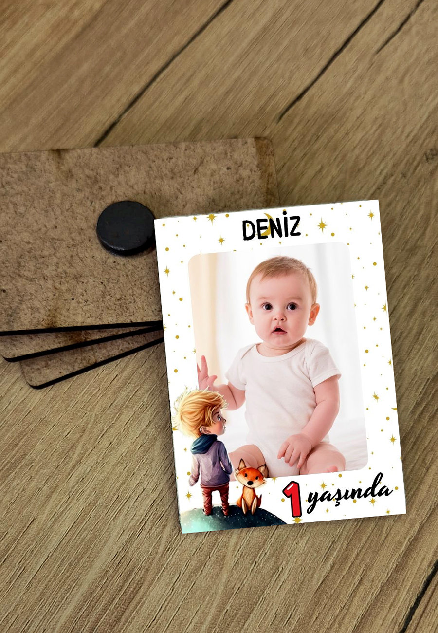 30 Adet Kişiye Özel Ahşap Fotoğraflı Magnet - Deniz ve Küçük Prens Temalı - görsel 3