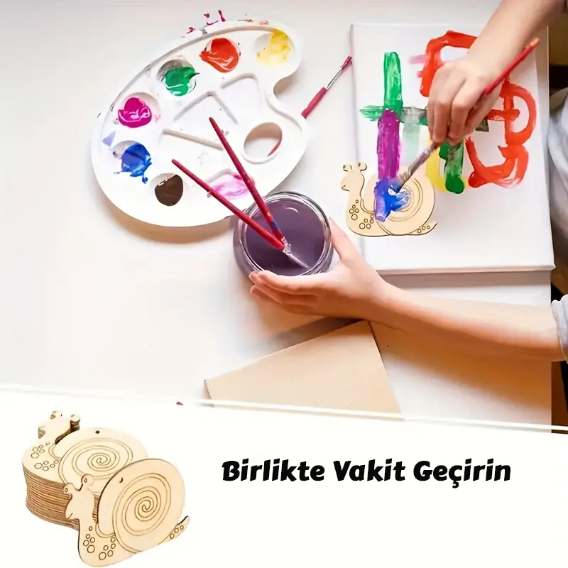 Ahşap Salyangoz Boyama Seti - Çocuklar İçin Yaratıcı Hobi Etkinliği