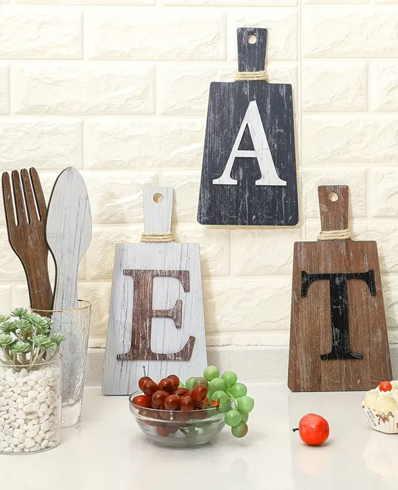 EAT Ahşap Mutfak Duvar Dekoru Seti - görsel 3