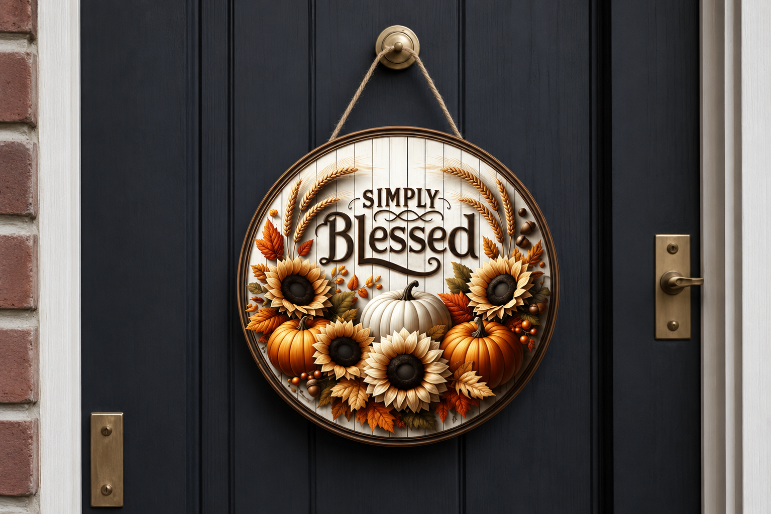 Simply Blessed Ahşap Sonbahar Konseptli Kapı Süsü - görsel 2