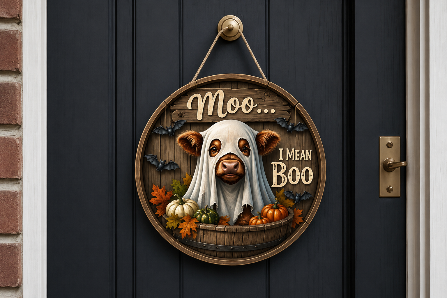 Moo Boo Cadılar Bayramı Ahşap Kapı Süsü - görsel 2