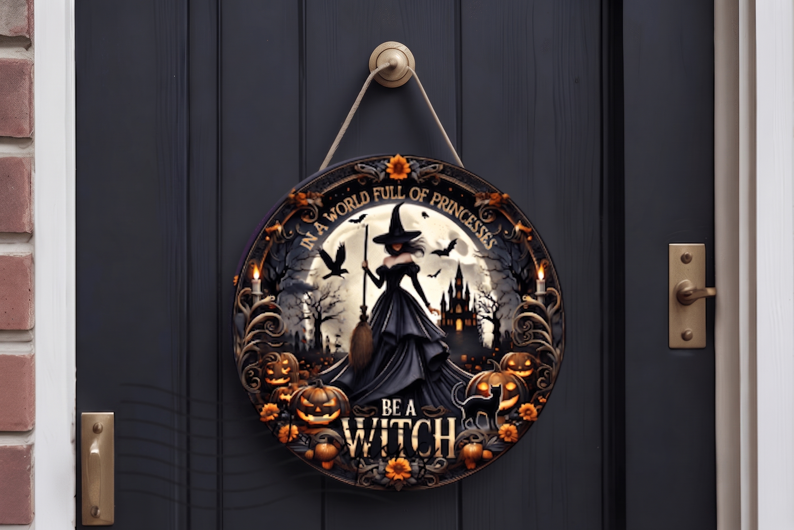 Cadılar Bayramı Temalı Ahşap Duvar Dekoru - Witch Temalı Ahşap Tablo - görsel 2