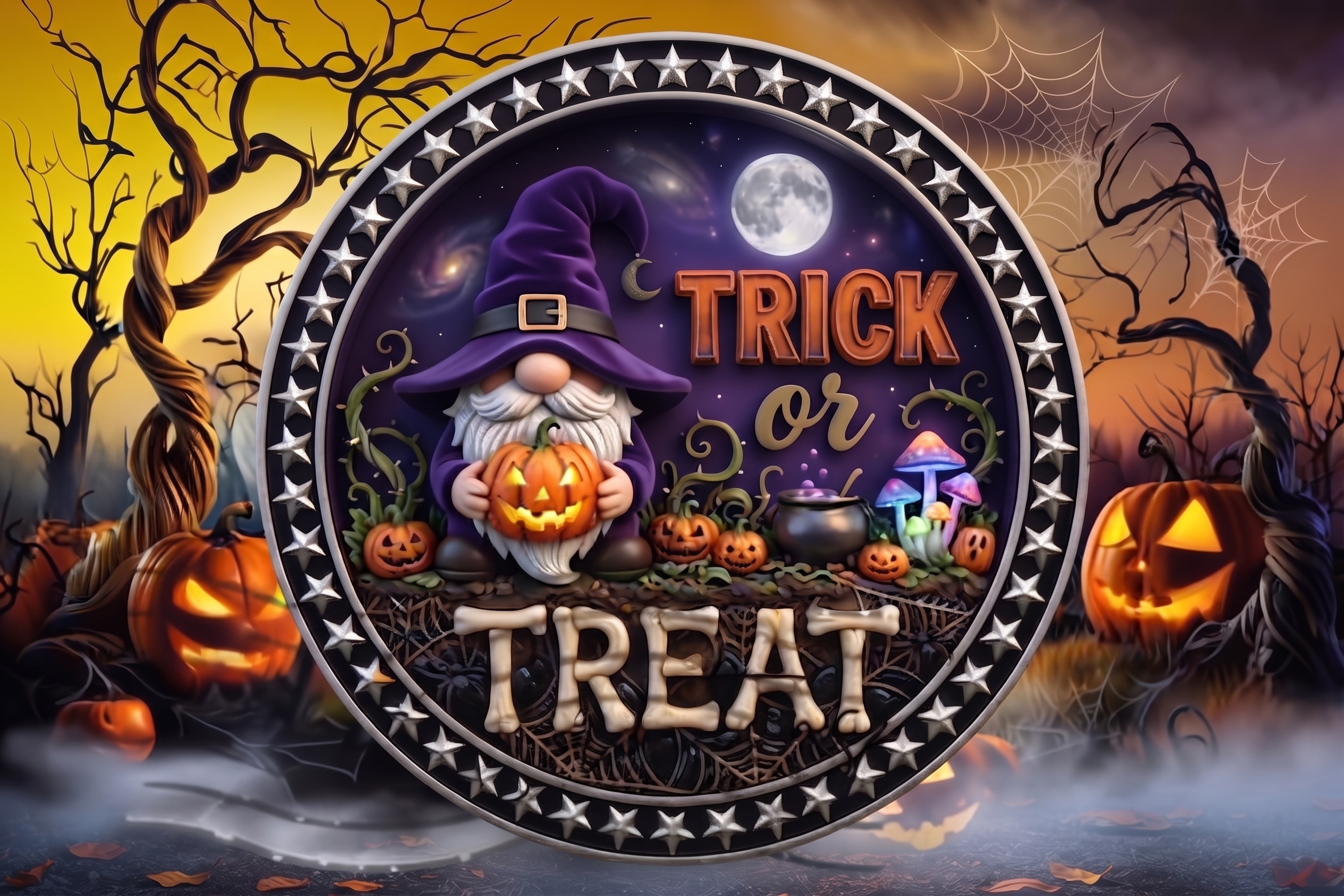 Halloween Trick or Treat Ahşap Duvar Dekor Tablosu