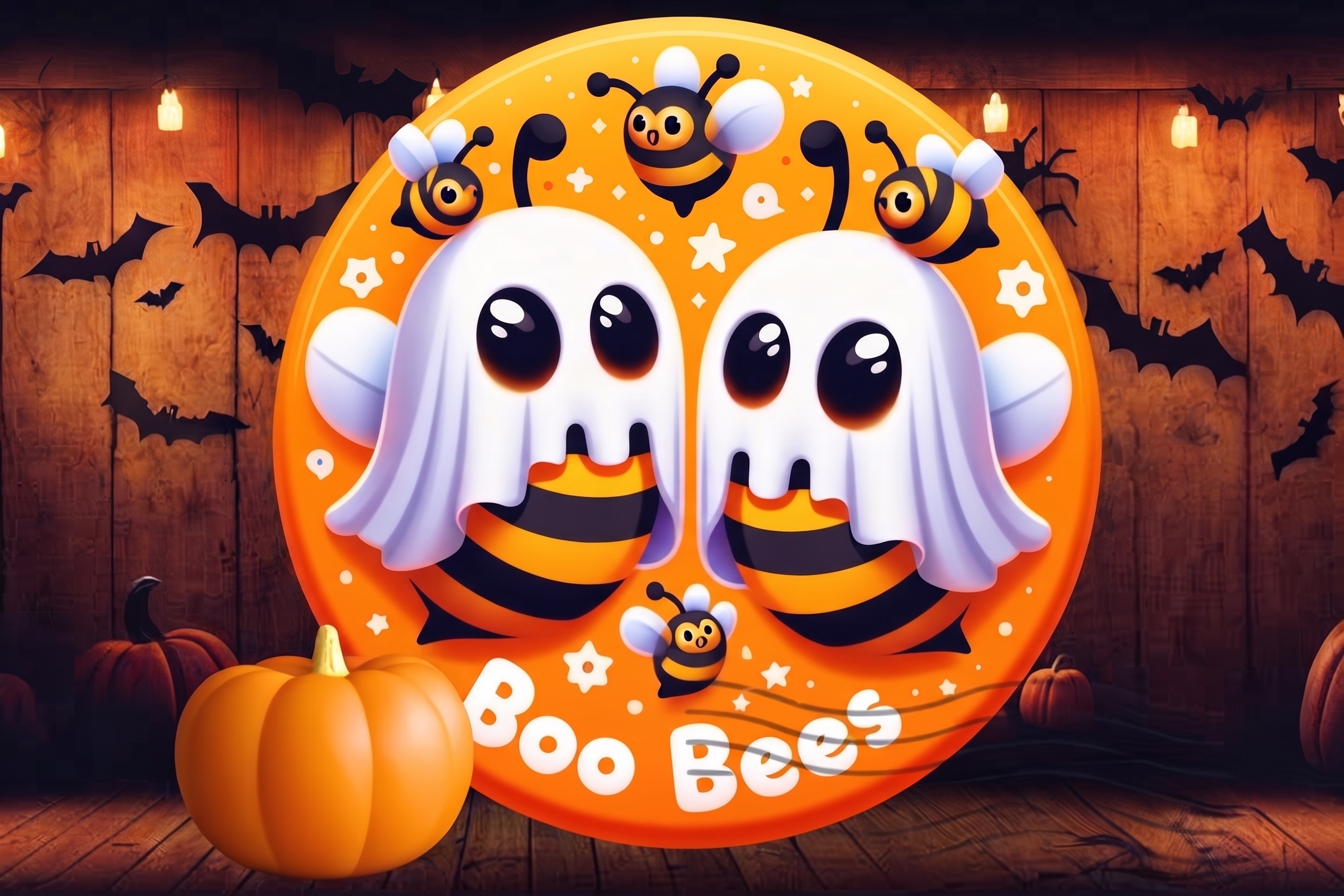 Boo-Bees Halloween Temalı Ahşap Kapı Süsü - görsel 2