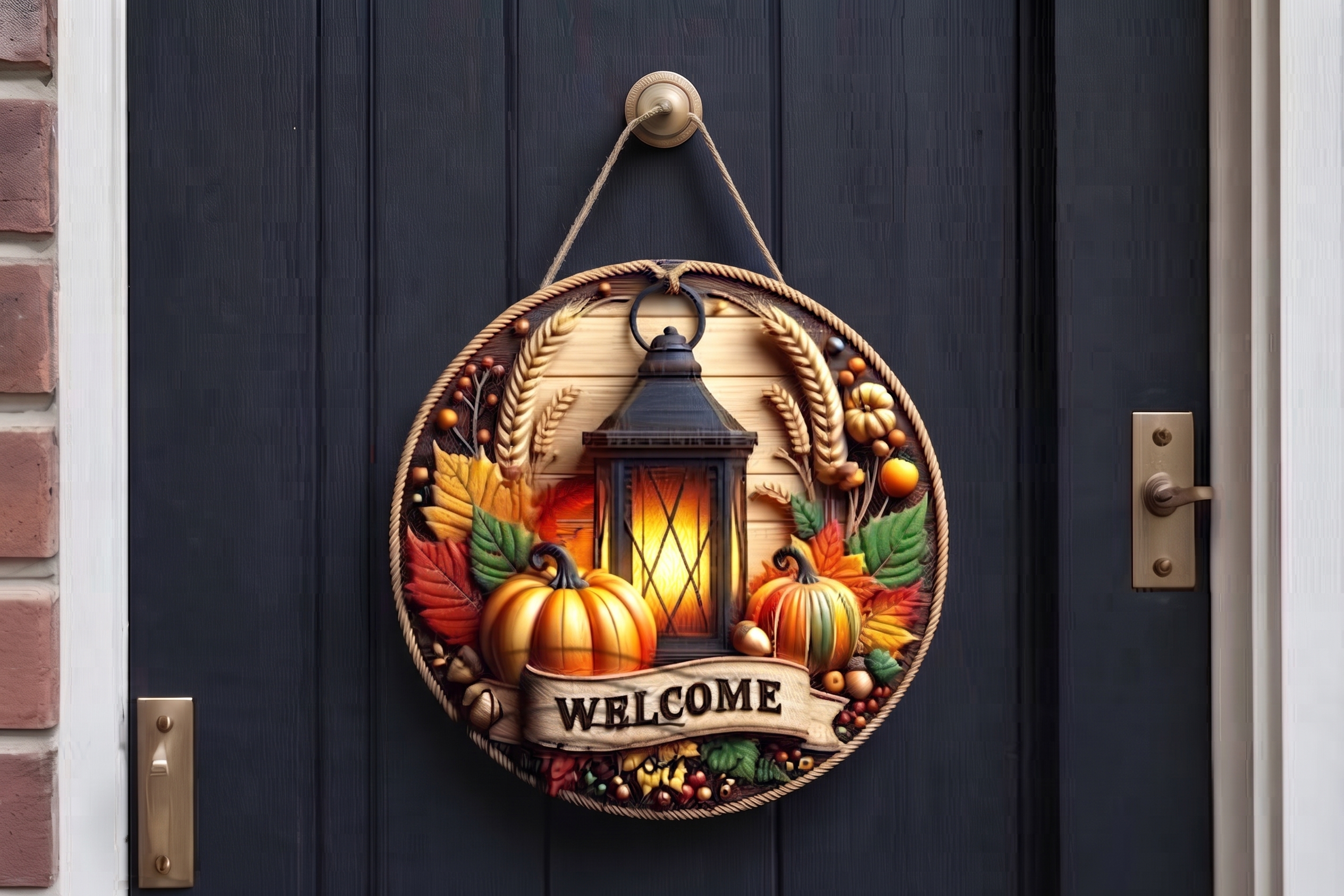 Sonbahar Temalı Ahşap Welcome Kapı Süsü - görsel 2